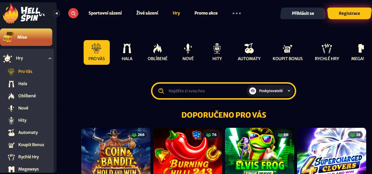 hellspin kategorije igralnih iger
